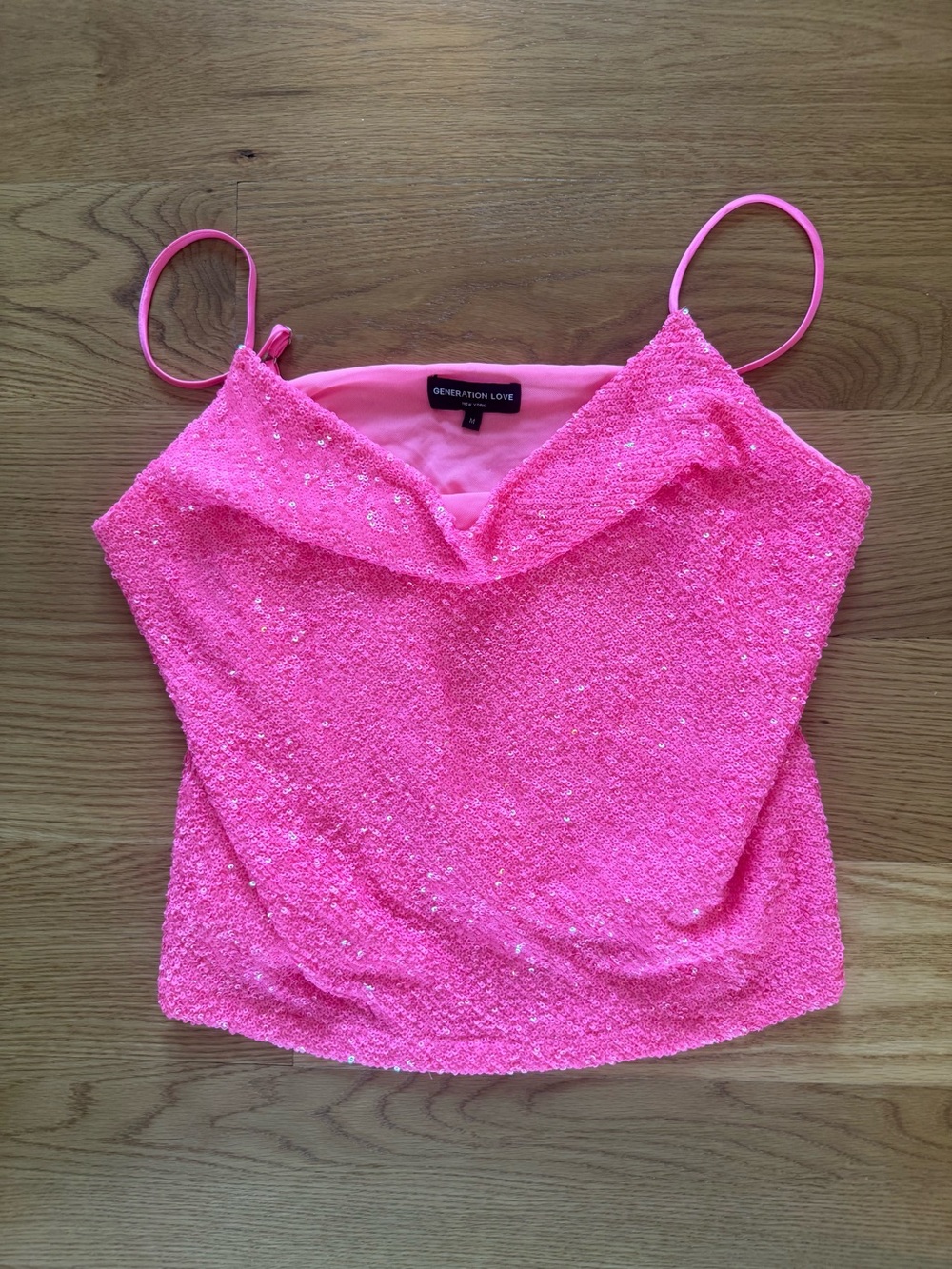 Generation Love Pink Monet Sequin Cowl Neck Camisole